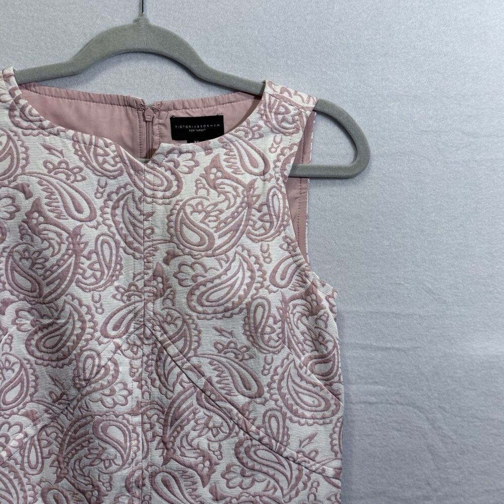 Victoria Beckham x Target Blush Paisley Jacquard Sleeveless Shift Mini Dress XS - Picture 5 of 15